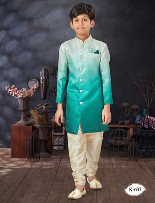 Cream  double sheded printed indowestern with fancy botton 1