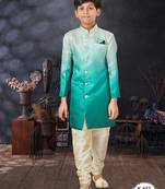 Cream  double sheded printed indowestern with fancy botton