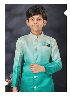 Cream  double sheded printed indowestern with fancy botton 2