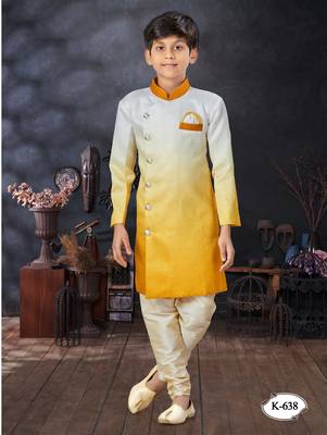 Cream  double sheded printed indowestern with fancy botton 1