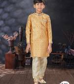 Cream jackard indowestern with thread  & less work with fancy botton