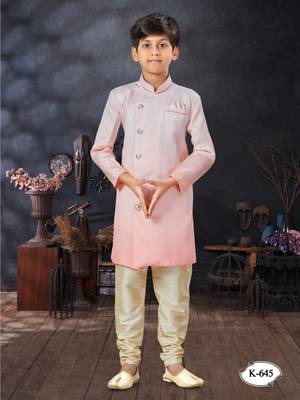 Cream double sheded printed indowestern with fancy botton 1