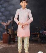 Cream double sheded printed indowestern with fancy botton