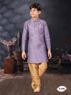 Cheekoo jackard indowestern with all amrodery thread work & fancy botton 1