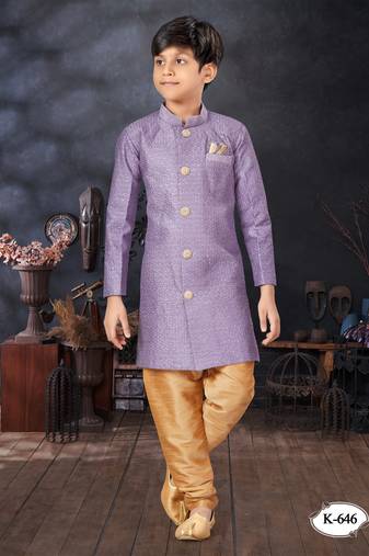 Cheekoo jackard indowestern with all amrodery thread work & fancy botton