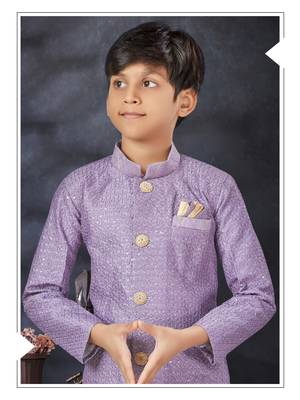 Cheekoo jackard indowestern with all amrodery thread work & fancy botton 2