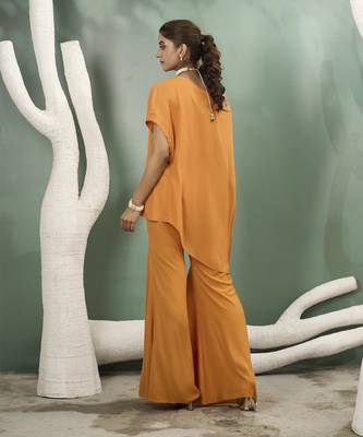 Marigold yellow flowy draped tunic set 4