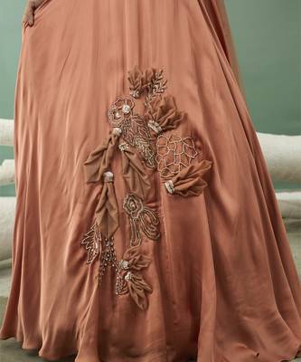 Peach Applique Lehenga Set 5
