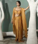 Marigold yellow cutwork cape set