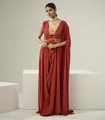 Rust orange drape kaftan with bustier set