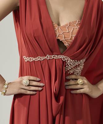 Rust orange drape kaftan with bustier set 2