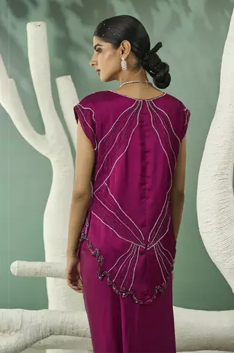 Plum pink blazer skirt set