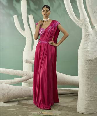 Fuschia pink drape set 1