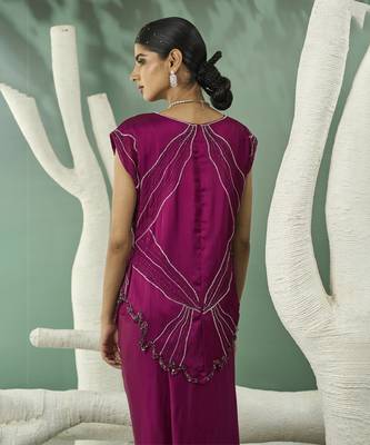 Plum pink blazer skirt set 5