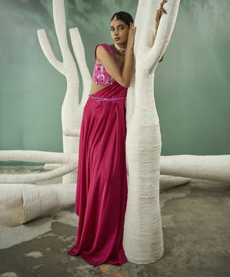 Fuschia pink drape set 3