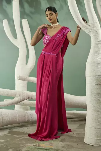 Fuschia pink drape set