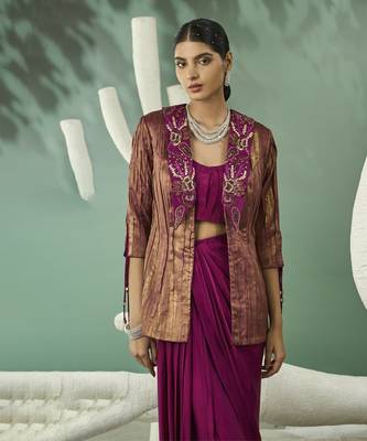 Metallic ruched blazer set 2