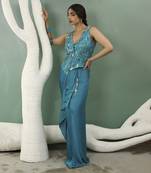 Firozi blue jacket set