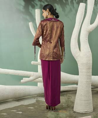 Metallic ruched blazer set 3