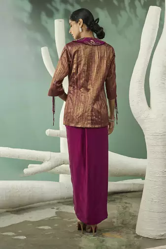 Metallic ruched blazer set
