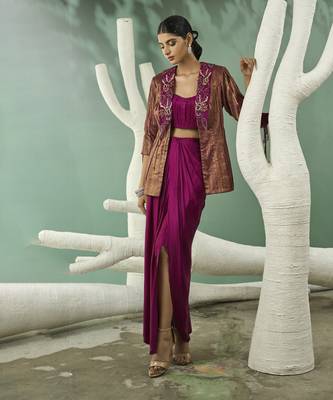 Metallic ruched blazer set 4