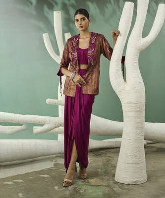 Metallic ruched blazer set 5
