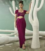 Plum pink drape skirt set