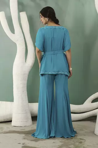 Firozi blue tunic with flared pants