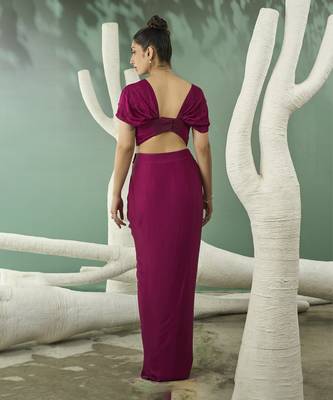 Plum pink drape skirt set 4