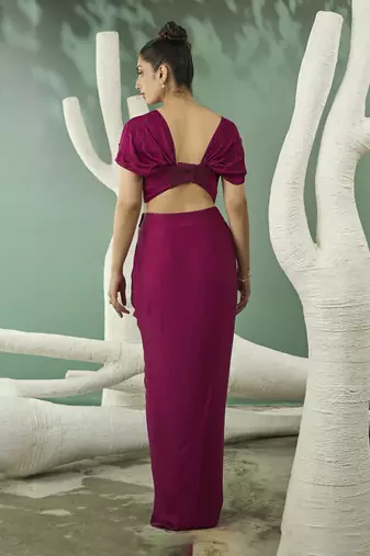 Plum pink drape skirt set
