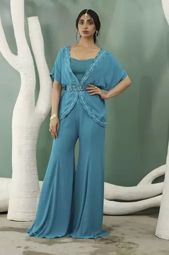 Firozi blue tunic with flared pants