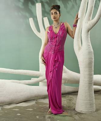 Fuschia pink jacket set 1