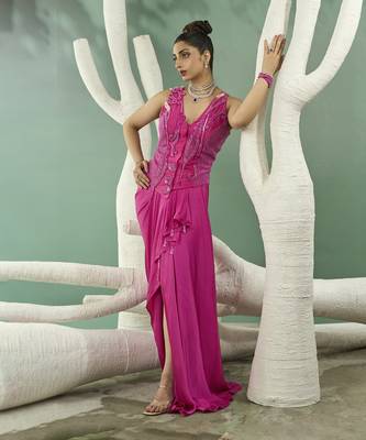 Fuschia pink jacket set 2