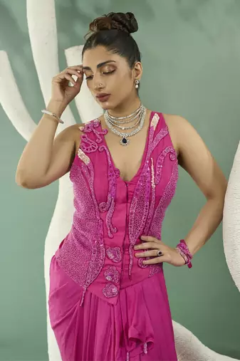 Fuschia pink jacket set