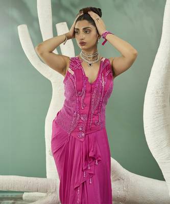 Fuschia pink jacket set 4