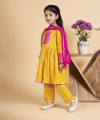 Girls yellow kurta payjama set 3