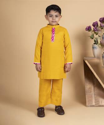 Boys yellow kurta payjama set 1