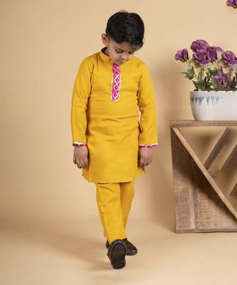 Boys yellow kurta payjama set 2
