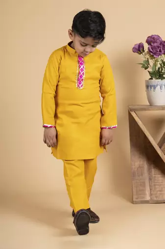Boys yellow kurta payjama set