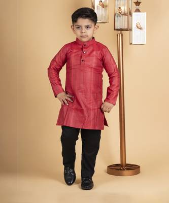 Boys dark pink kurta payjama set 1