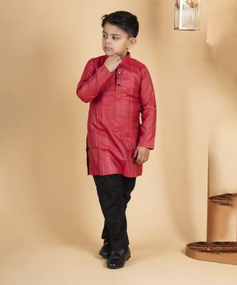 Boys dark pink kurta payjama set 3