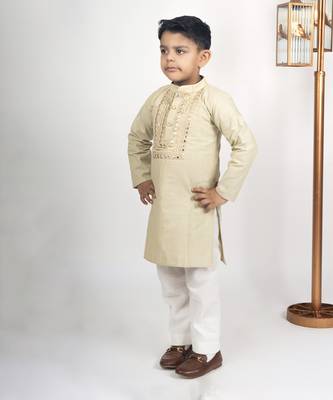 Boys gold green kurta payjama set 2