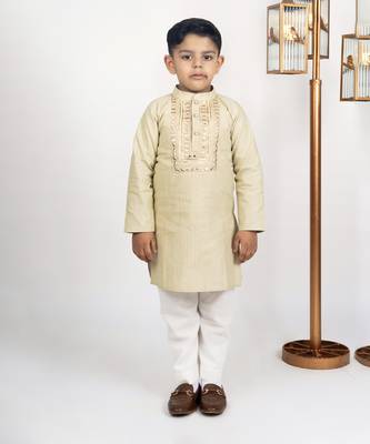Boys gold green kurta payjama set 1