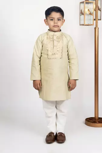 Boys gold green kurta payjama set
