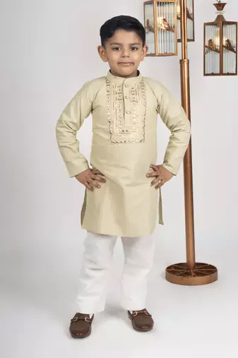 Boys gold green kurta payjama set