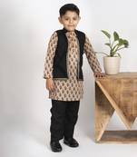 Boys black & brown kurta payjama jacket set