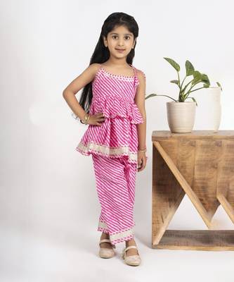 Pink girls leheriya coord set 2