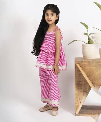 Pink girls leheriya coord set 3