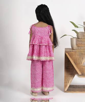 Pink girls leheriya coord set 4