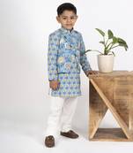 Boys blue kurta payjama jacket set
